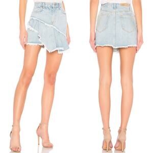 GRLFRND Giselle A-Line Ruffle Denim Skirt Lucca